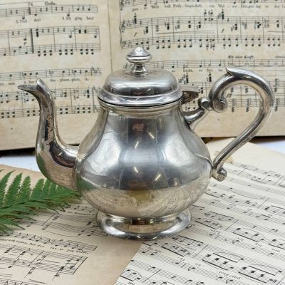 Чайник кофейник сахарница молочник серебрение набор 4 предмета Ар-деко