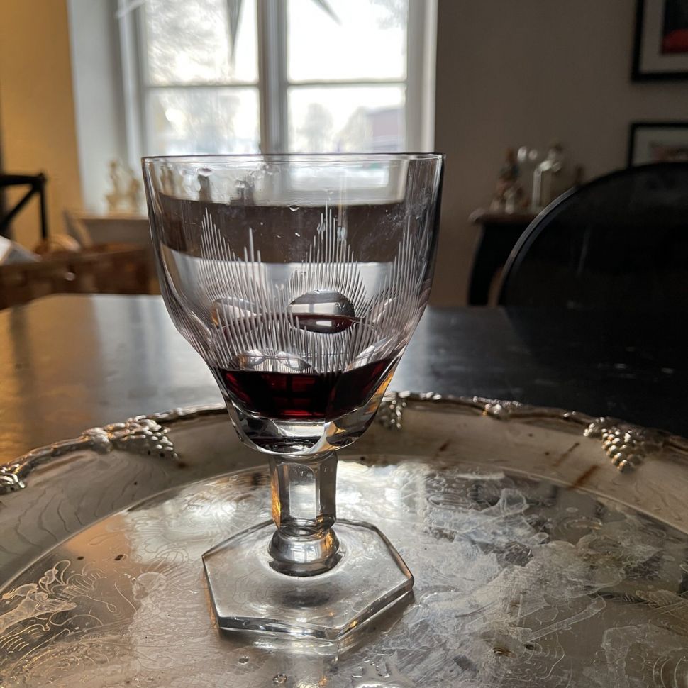 Бокал на шестигранном основании с гравировкой 330 мл хрусталь Швеция