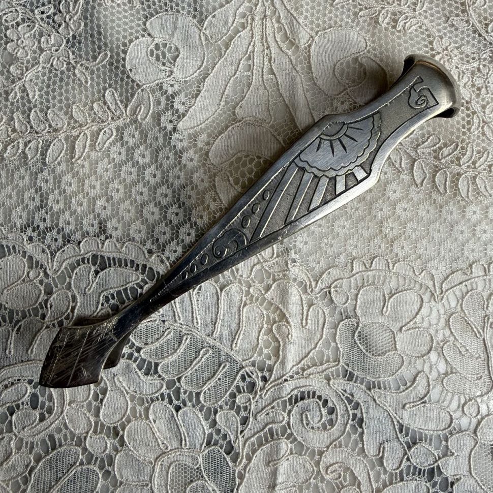 Щипцы для сахара 14 см латунь серебрение Франция