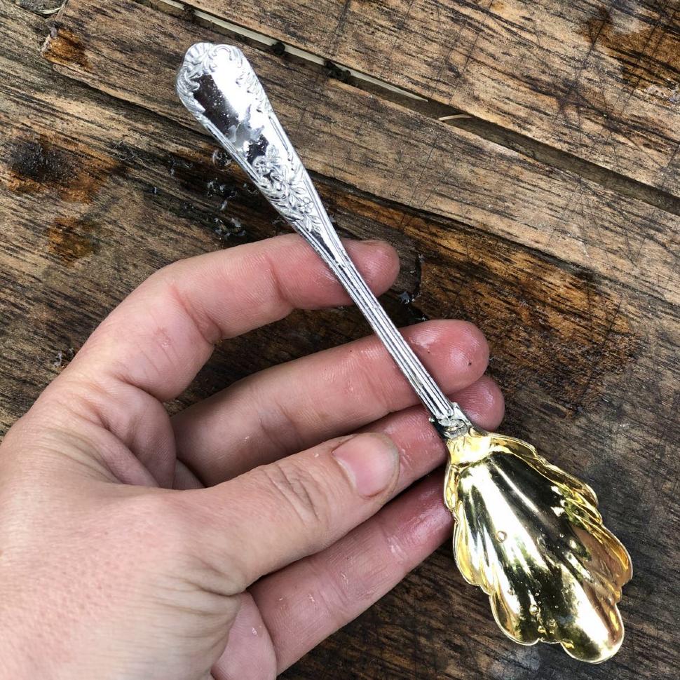 Ложка для икры 15 см металл с золочением