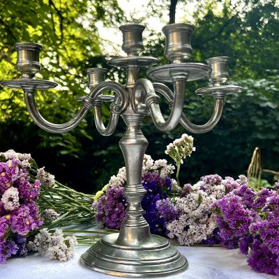 Подсвечник канделябр на пять свечей 30 см олово Италия