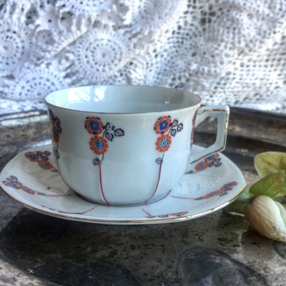 Кофейная пара с цветочками Германия