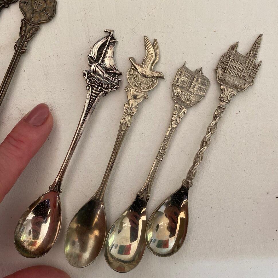 Ложка кофейная 12 см набор 4 шт разные мельхиор