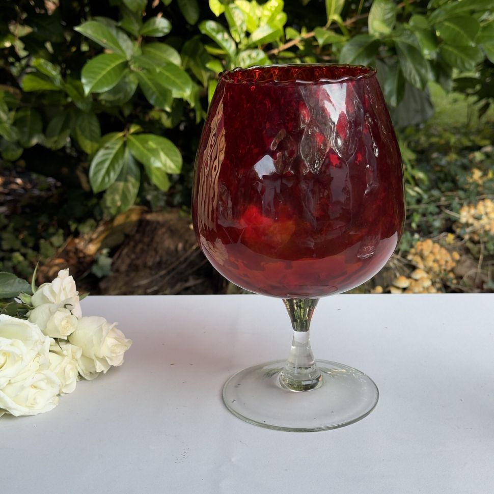 Ваза на ножке Бокал 24 см хрустальное стекло Мурано