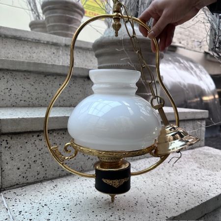 Люстра на 1 лампу 77 см латунь стекло Франция 