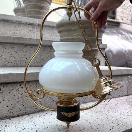 Люстра на 1 лампу 77 см латунь стекло Франция 