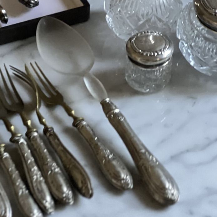 Ложка сервировочная 25 см серебро 800 бакелит Италия