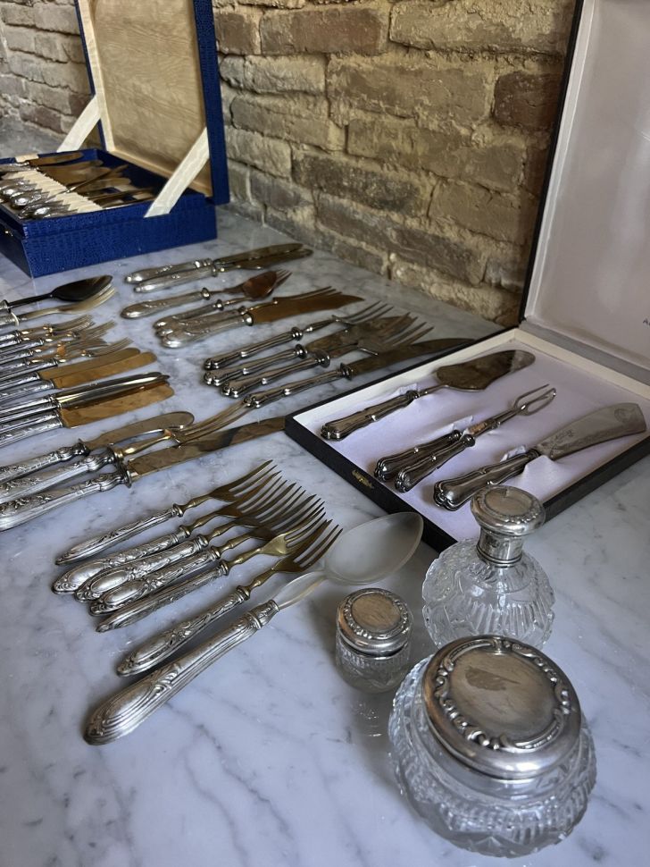 Ложка сервировочная 25 см серебро 800 бакелит Италия