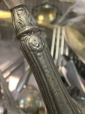 Ложка сервировочная 25 см серебро 800 бакелит Италия