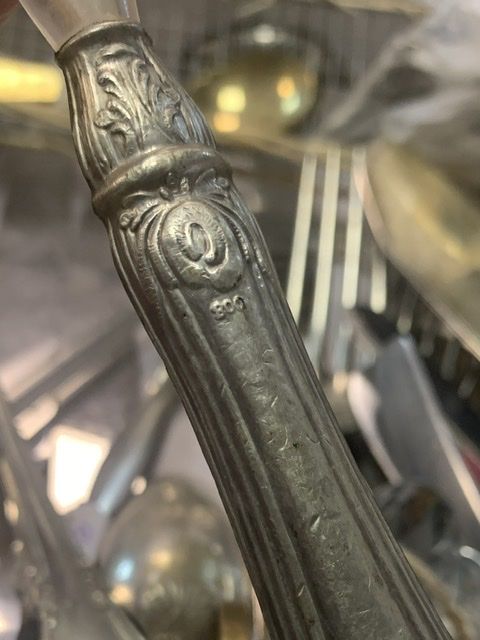 Ложка сервировочная 25 см серебро 800 бакелит Италия