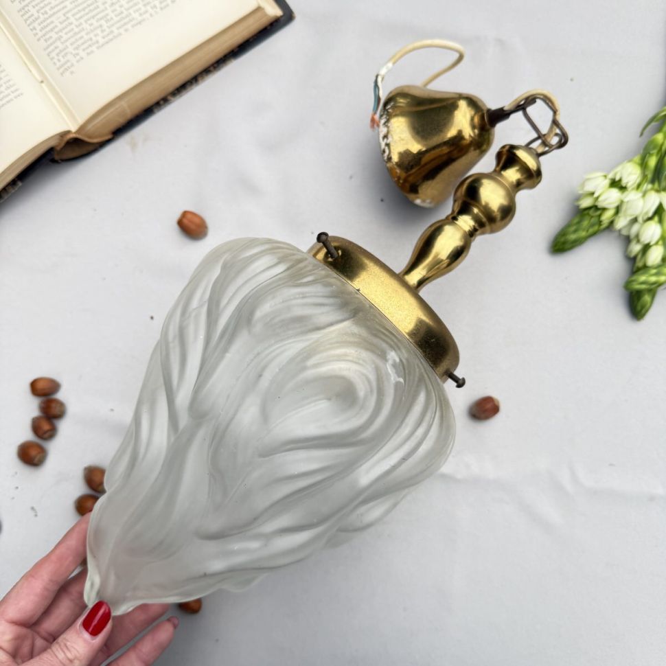 Люстра потолочная Факел 50 см латунь стекло 50-е гг