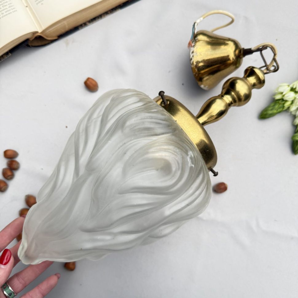 Люстра потолочная Факел 50 см латунь стекло 50-е гг