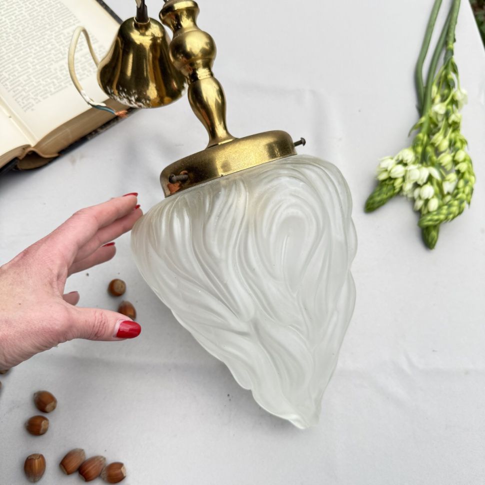 Люстра потолочная Факел 50 см латунь стекло 50-е гг