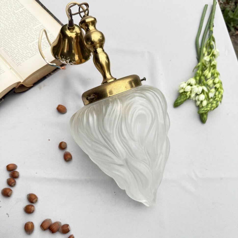 Люстра потолочная Факел 50 см латунь стекло 50-е гг