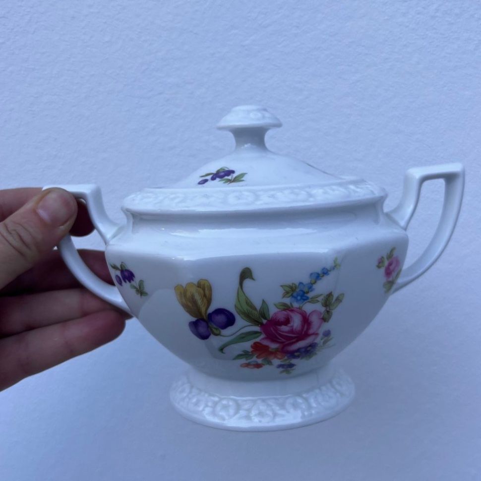 Сахарница Rosenthal Maria Classic Rose Мейсенский букет 17 см Германия