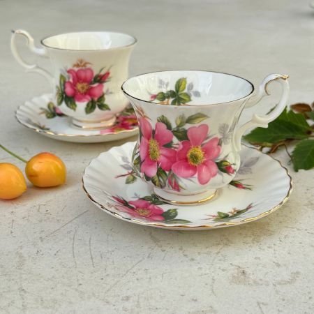 Кофейная пара Royal Albert Prairie Rose 130 мл Англия 2 категория