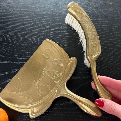 Набор для стола щетка и совок Арнуво латунь