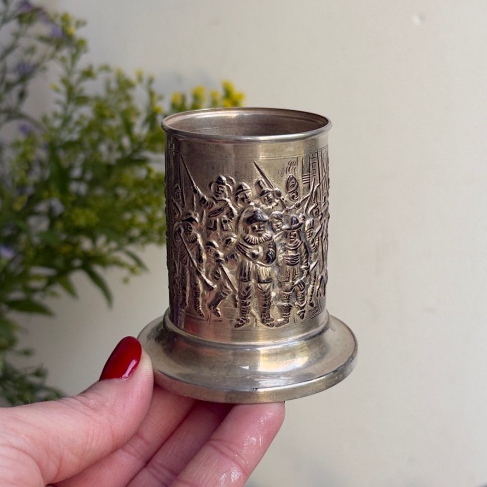 Подставка стакан для приборов 7 см мельхиор серебрение Голландия