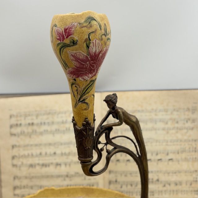 Ваза этажерка Арнуво центр стола 50 см керамика бронза