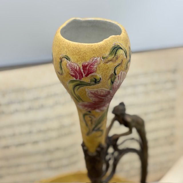 Ваза этажерка Арнуво центр стола 50 см керамика бронза