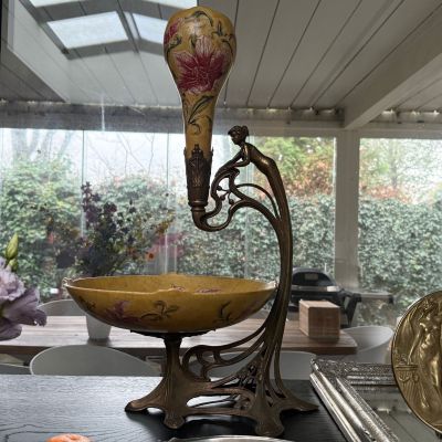 Ваза этажерка Арнуво центр стола 50 см керамика бронза