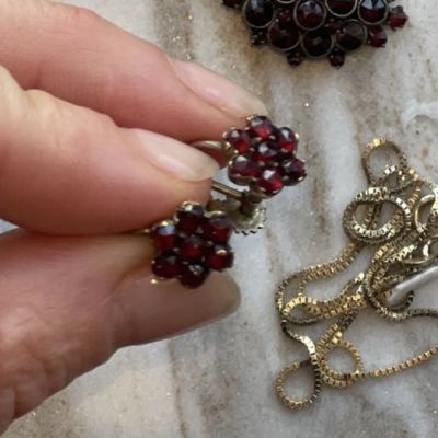 Клипсы с гранатом 1 см