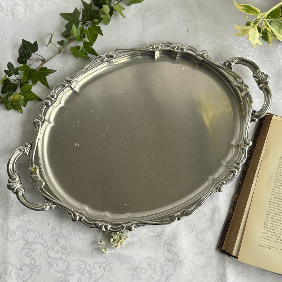 Блюдо поднос с ручками 48 см хромирование