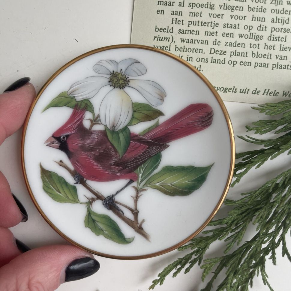 Тарелка 8 см Franklin Songbirds 1981 Cardinal