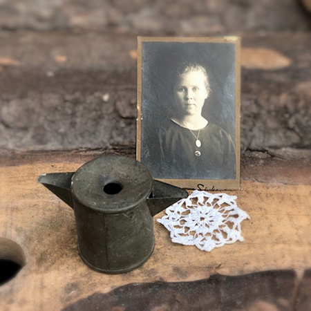 Старинная чернильница в наборе с фото и мини салфеткой