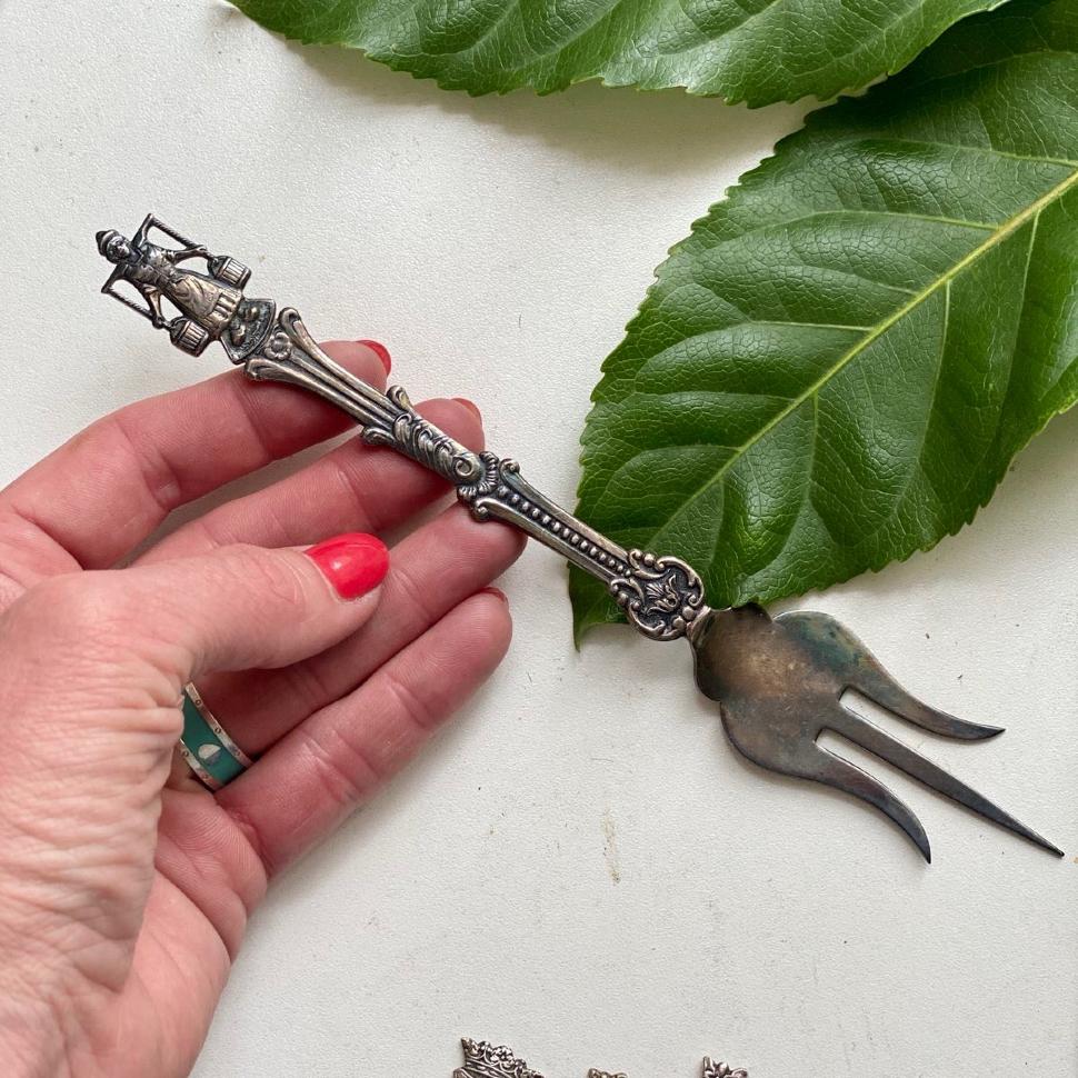 Вилка трезубец для морепродуктов 19 см мельхиор