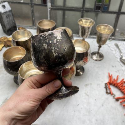 Бокал 300 мл мельхиор патина