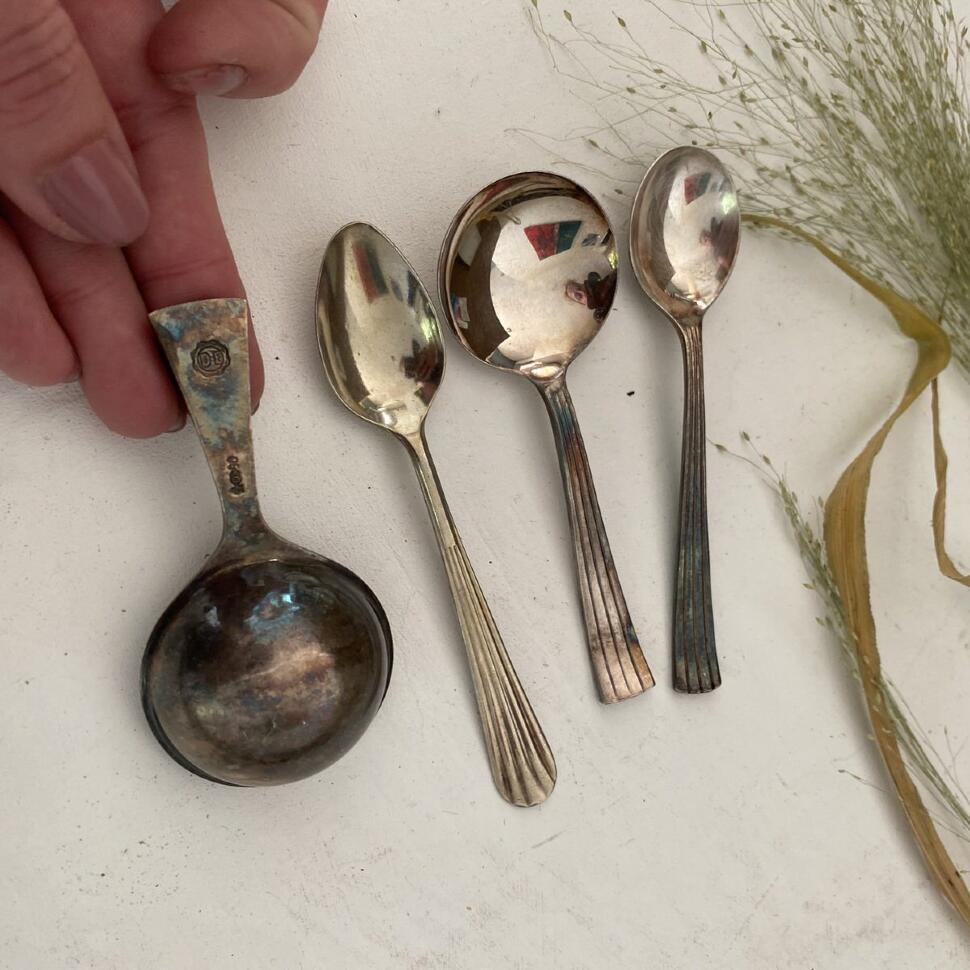 Ложка набор 4 шт серебрение 90 DE