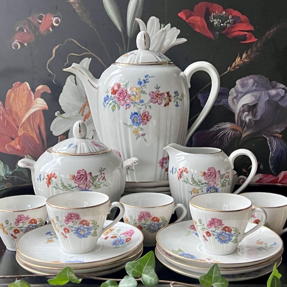 Чайник кофейник Limoges 1,5 л Цветы Арнуво Франция  