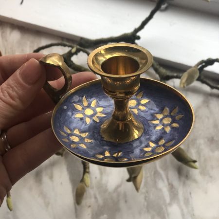 Подсвечник с кольцом для пальца эмаль Сиреневый
