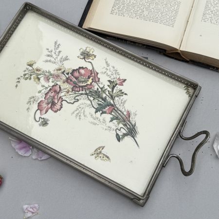 Поднос с ручками 33х21 см Арнуво керамика олово