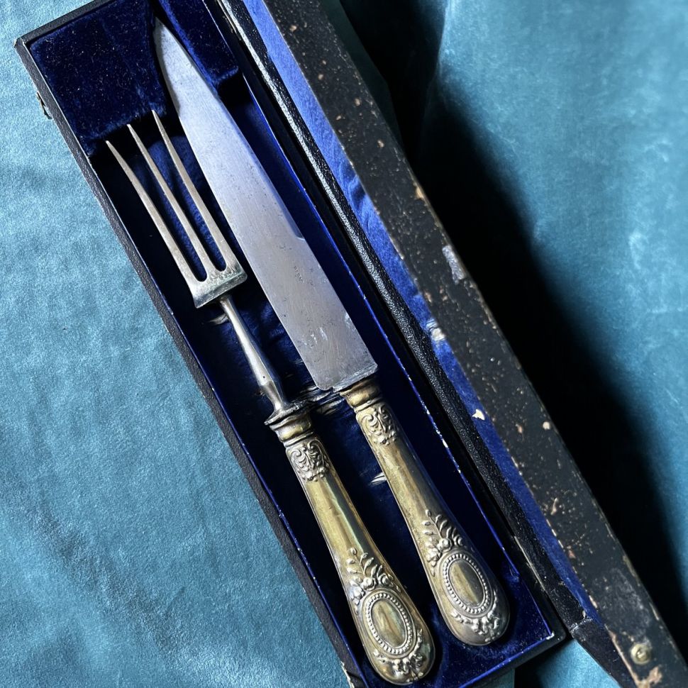 Нож и вила набор сервировочный в коробке Франция