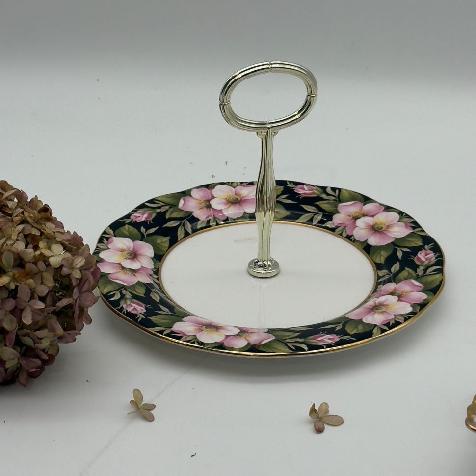 Менажница черный Royal Albert Alberta Rose Provincial flowers 1975 21 см Англия 