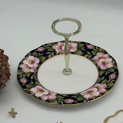 Менажница черный Royal Albert Alberta Rose Provincial flowers 1975 21 см Англия 