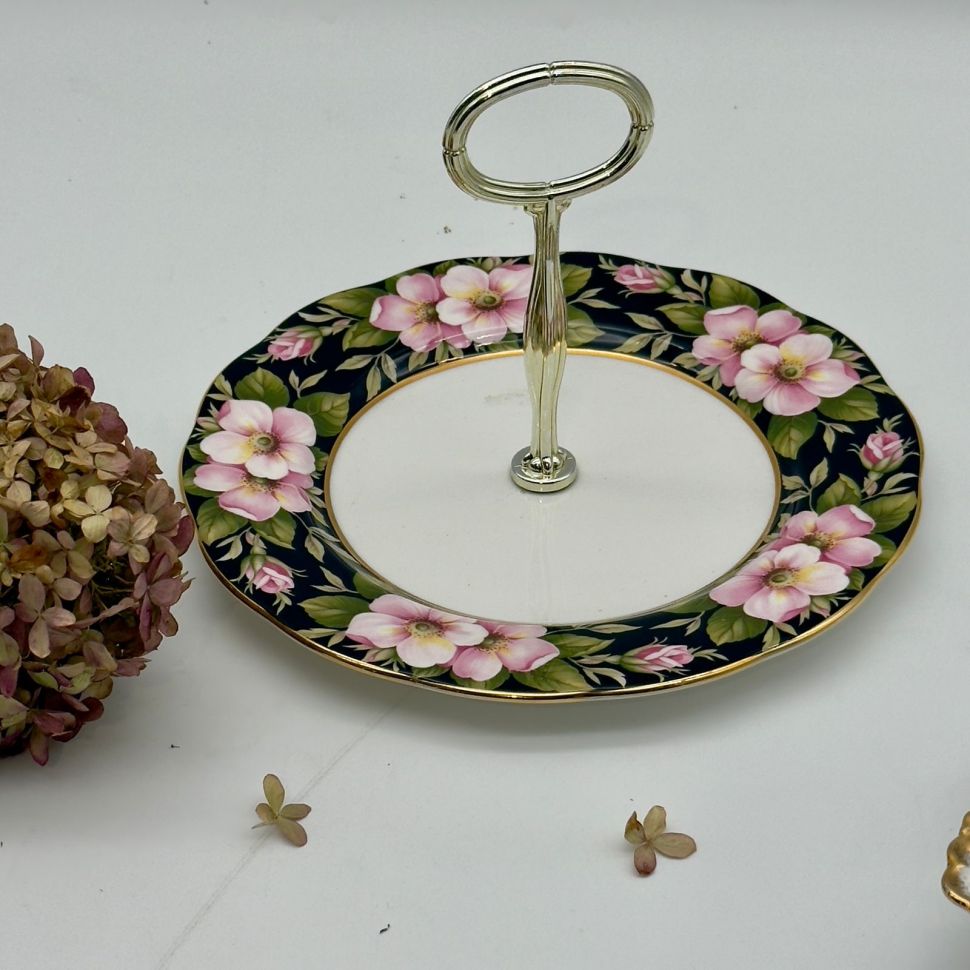 Менажница черный Royal Albert Alberta Rose Provincial flowers 1975 21 см Англия 