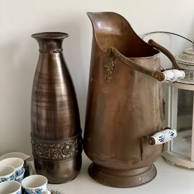 Тушитель зольник ведро 54 см медь латунь керамика