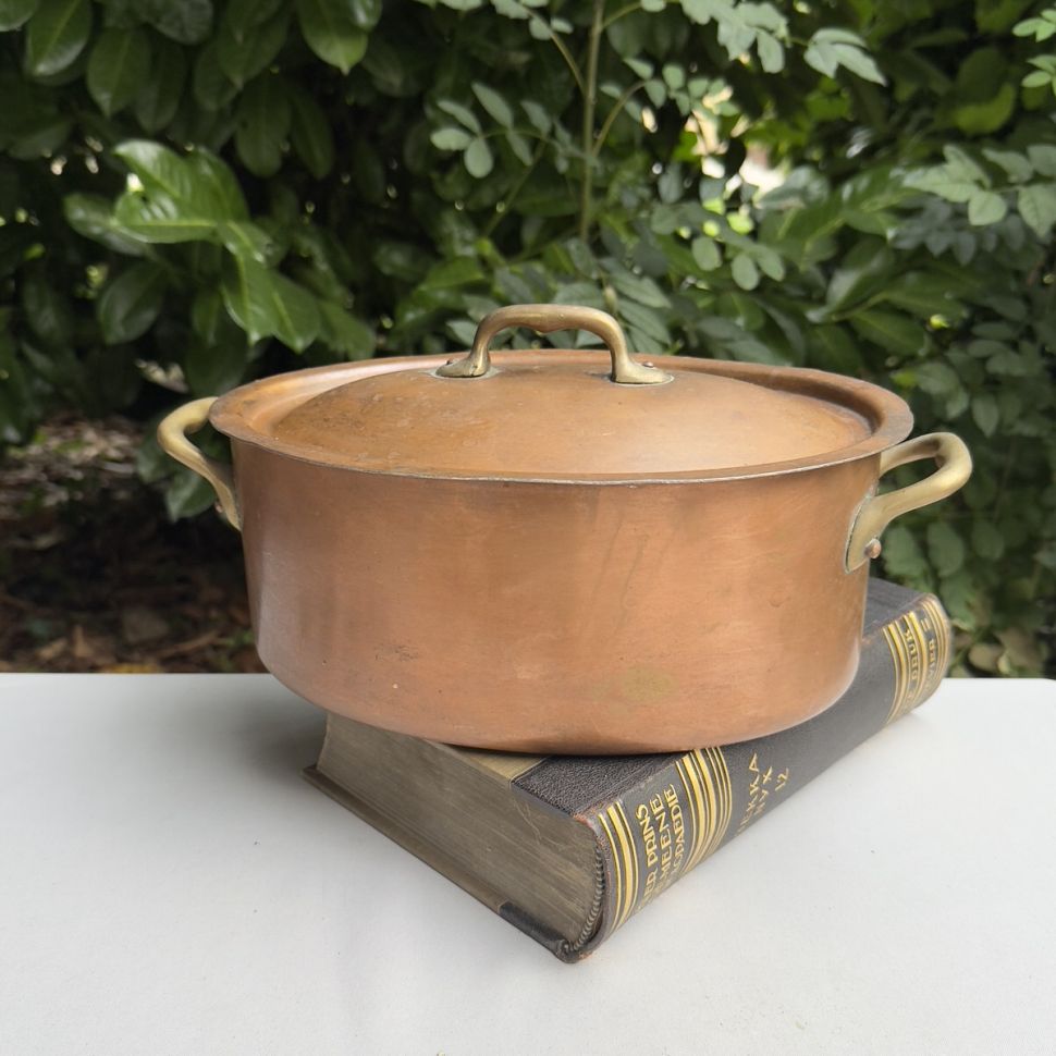 Кастрюля овальная с крышкой 3,5 л медь латунь