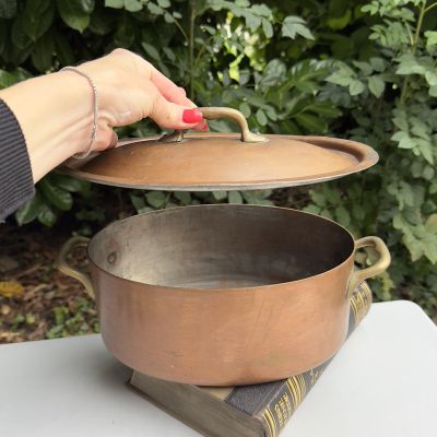 Кастрюля овальная с крышкой 3,5 л медь латунь