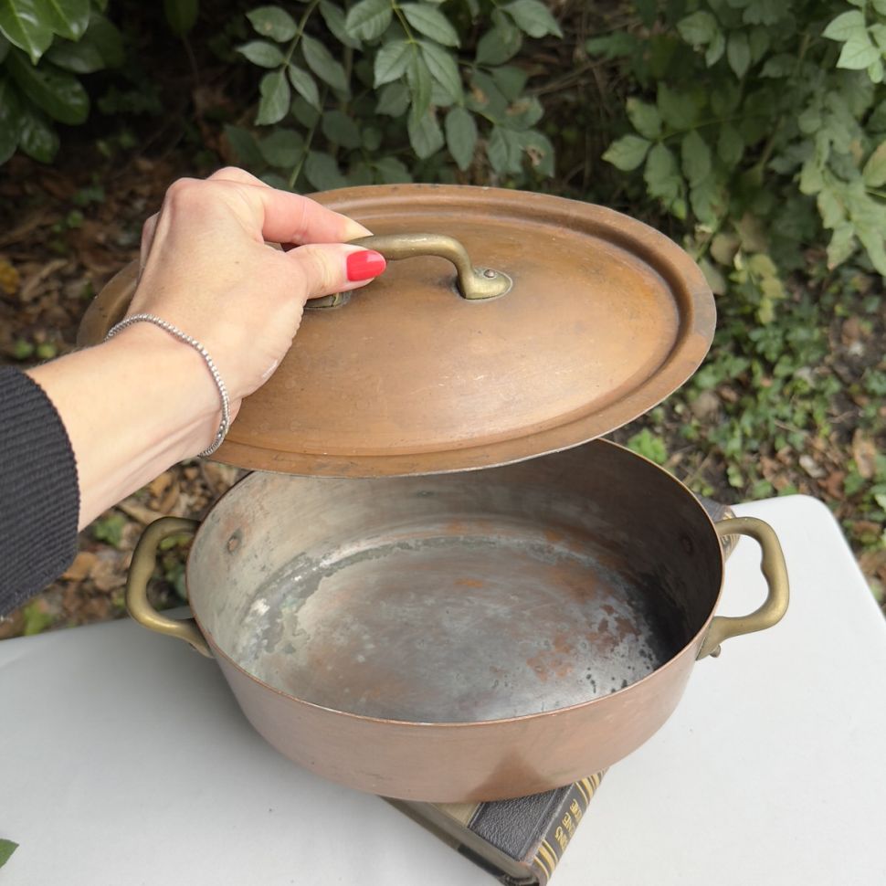 Кастрюля овальная с крышкой 3,5 л медь латунь