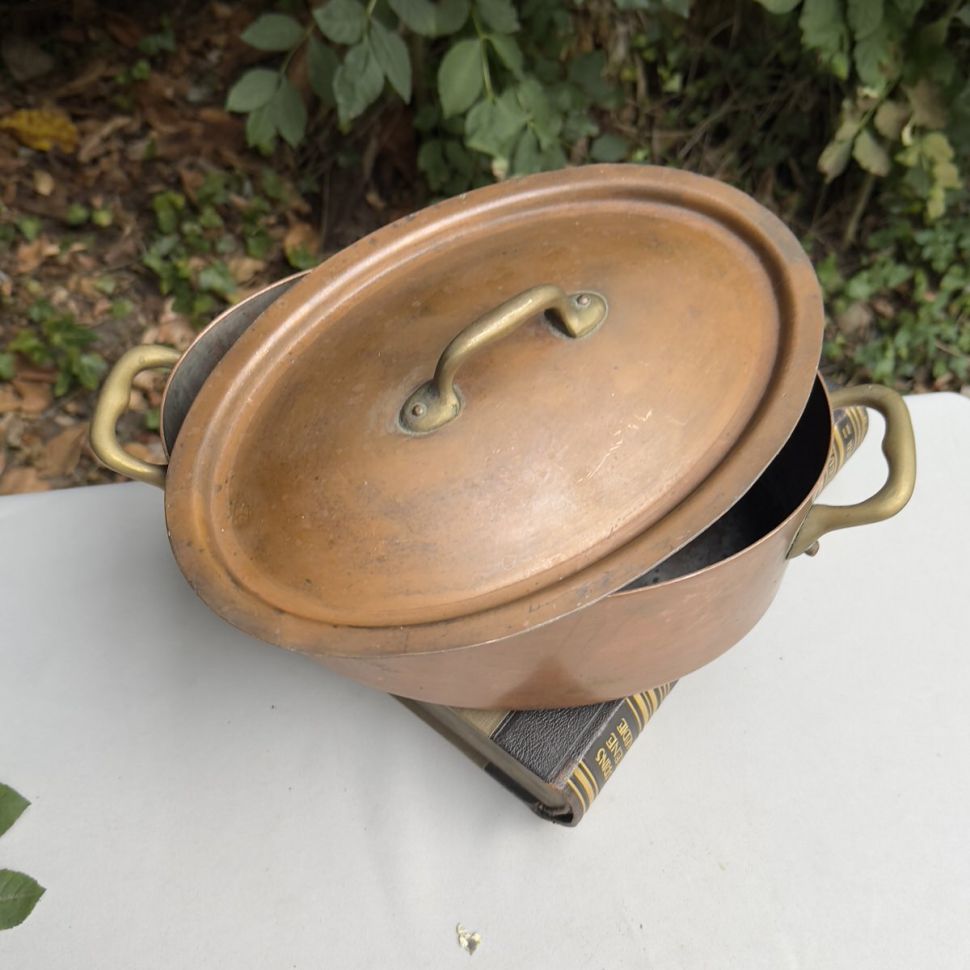 Кастрюля овальная с крышкой 3,5 л медь латунь