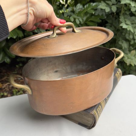 Кастрюля овальная с крышкой 3,5 л медь латунь