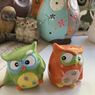 Статуэтка солонка перечница 7 см Сова (набор 2 шт.) керамика