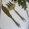 Вилка и нож для рыбы набор 29 см серебро латунь Арнуво Франция