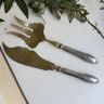 Вилка и нож для рыбы набор 29 см серебро латунь Арнуво Франция