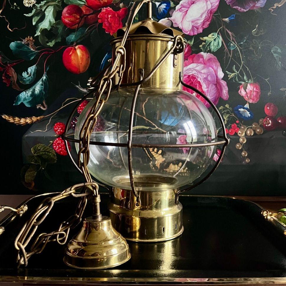 Люстра Фонарь 135 см латунь стекло Франция 