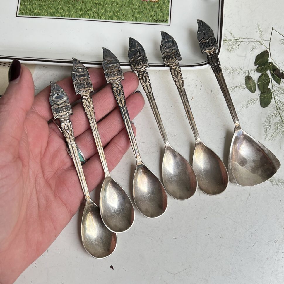 Ложка и совочек набор 6 шт. мельхиор серебрение